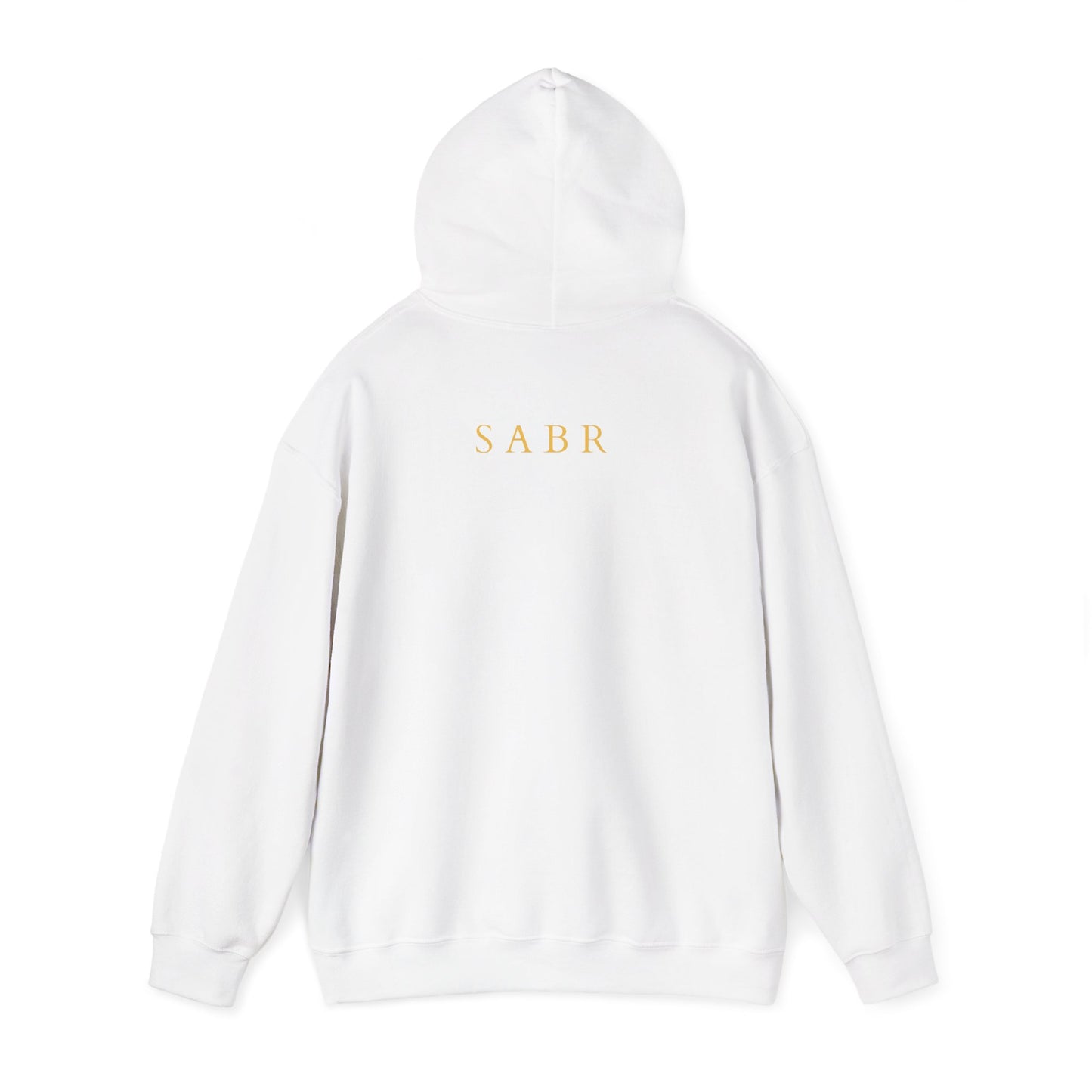 Arabic Calligraphy 'Sabr' White Hoodie — Minimal Faith-Inspired Sweatshirt
