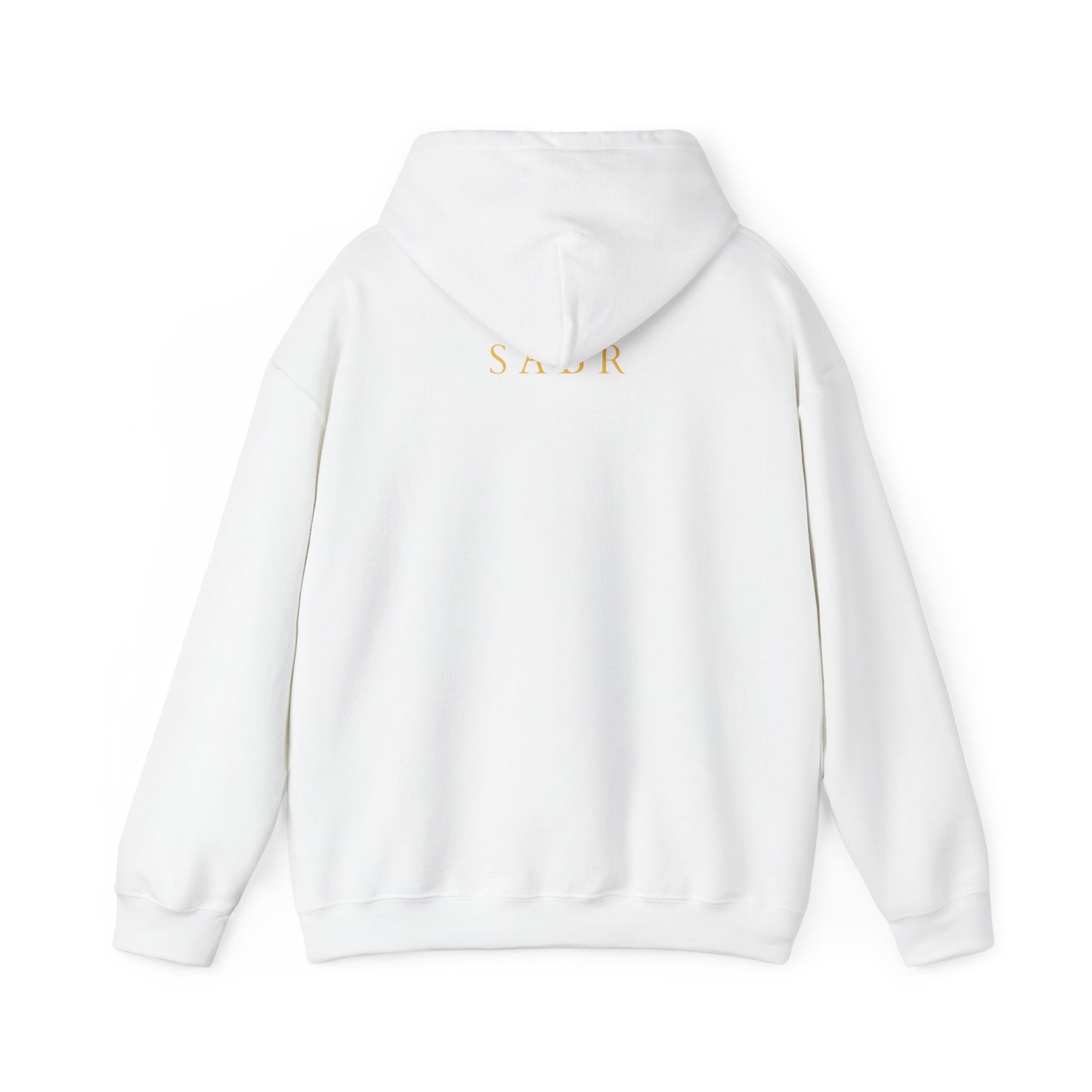 Arabic Calligraphy 'Sabr' White Hoodie — Minimal Faith-Inspired Sweatshirt